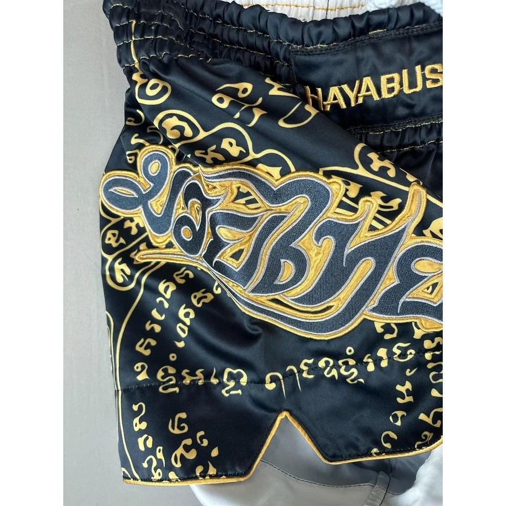 Hayabusa MMA Boxing Shorts Mens Medium Black Gold 3.5" Inseam Muay Thai - Picture 5 of 10
